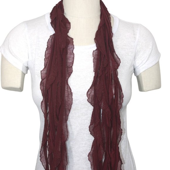 AIR Artsy Accessories Accessories - Burgundy Flutter Scarf Lightweight Women Accessory Mult…